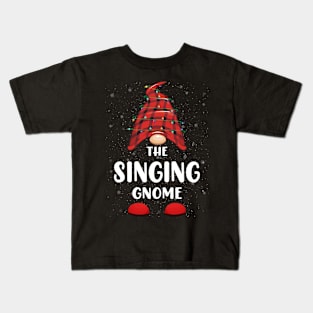 Singing Gnome Red Buffalo Plaid Christmas Pajama Matching Family Kids T-Shirt